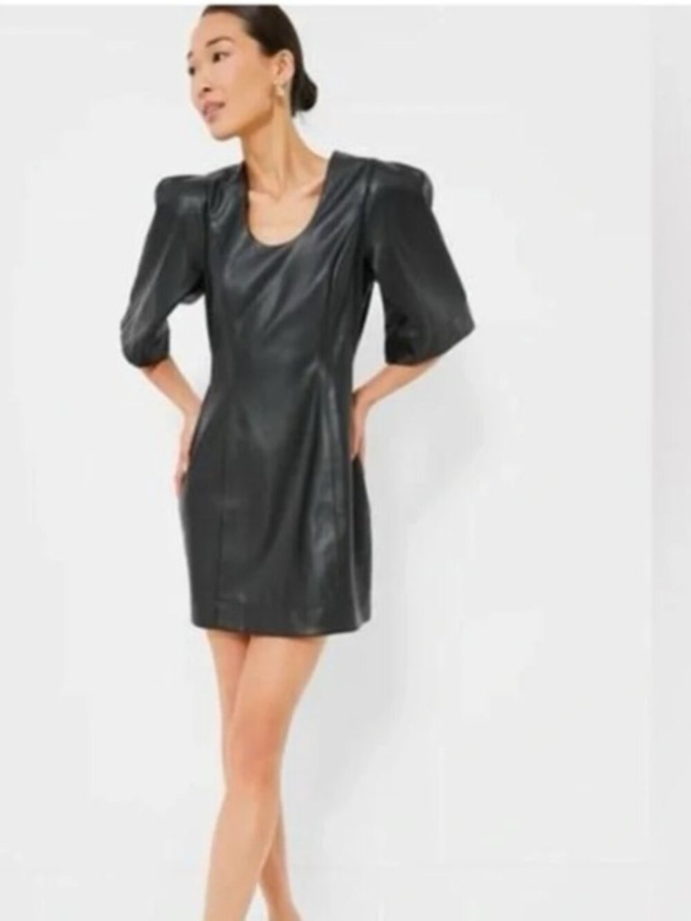 NWT Tnuck Black Leather Ariella Dress